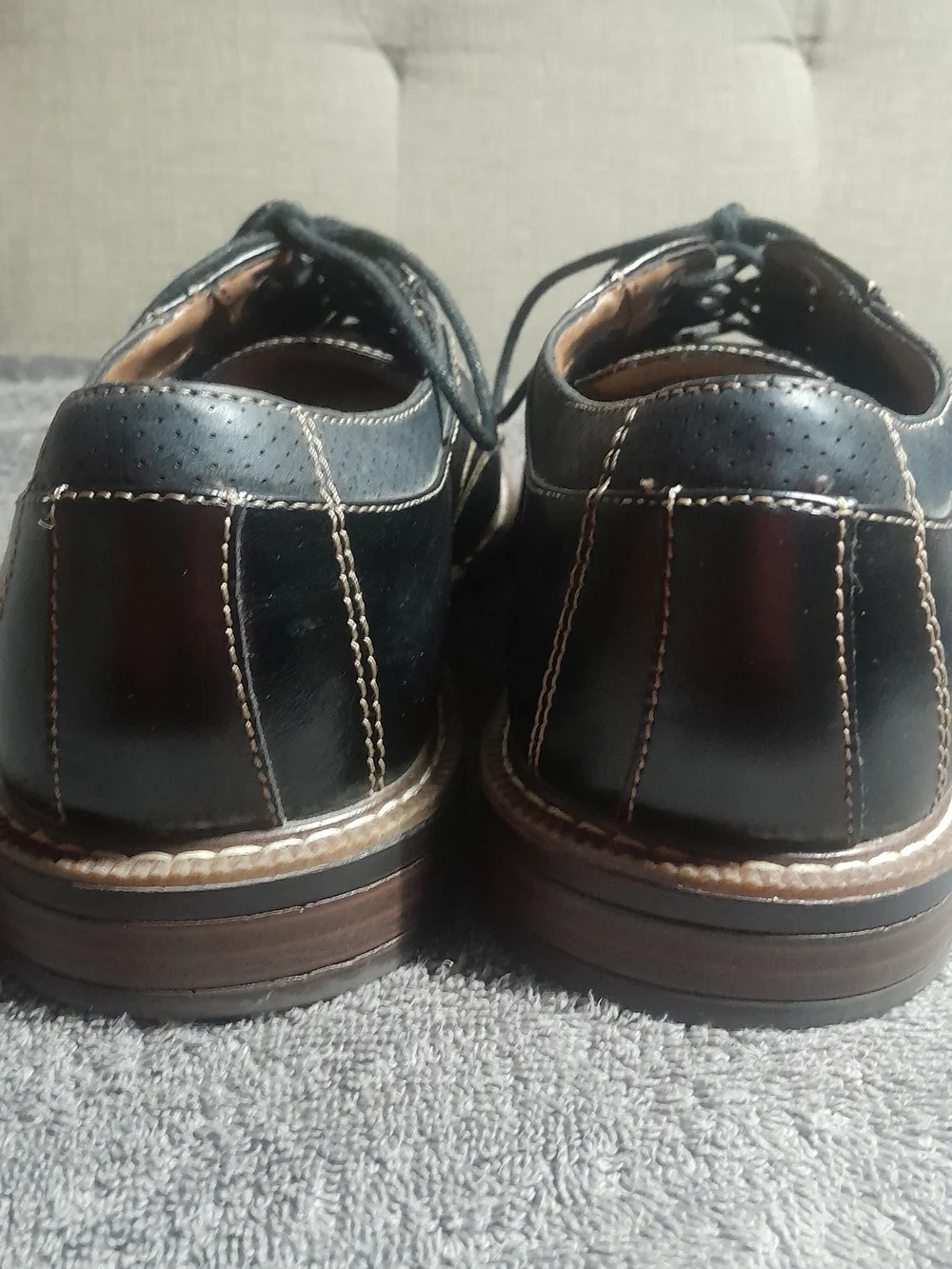 Classic Black Cap-Toe Derby Lace-Up Dress Shoes